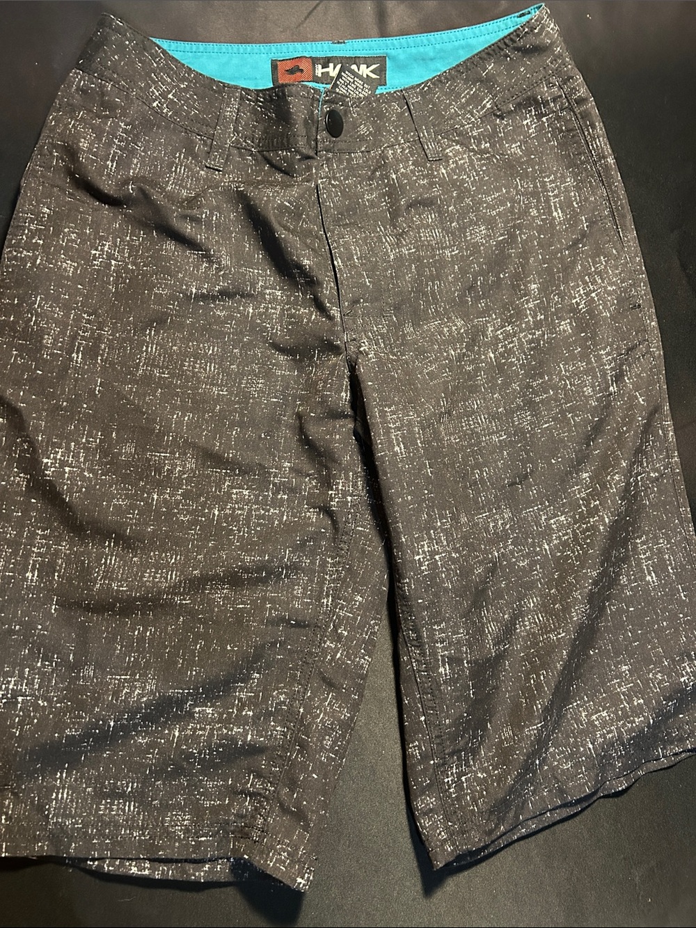 Tony Hawk Men’s Black Shorts with Teal Waistband